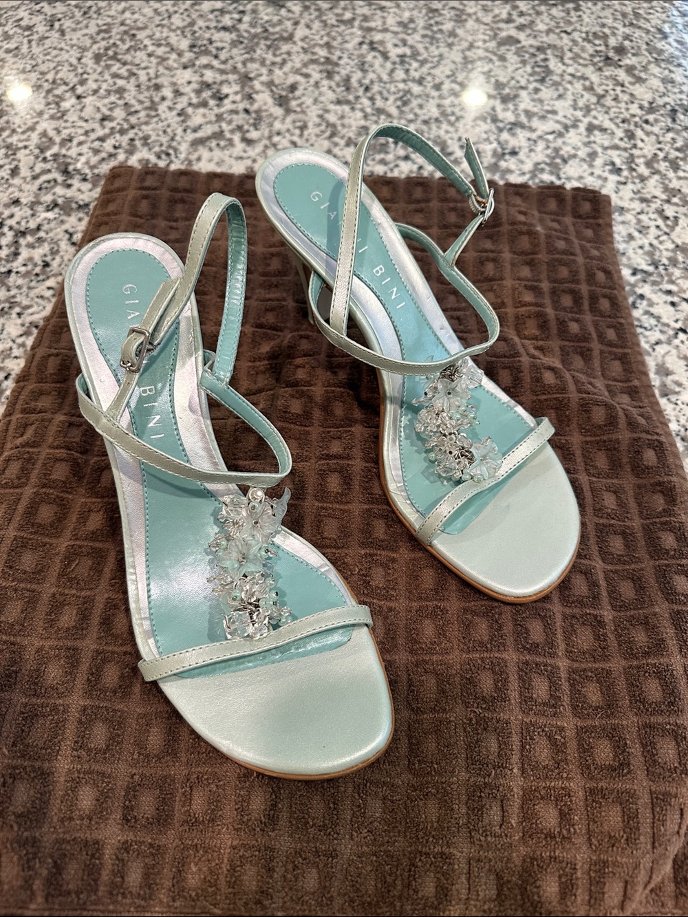 Gianni Bini Mint Green Crystal Sandals